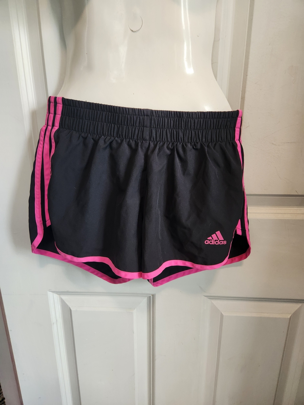 adidas Women's Black Athletic Shorts with Pink Trim